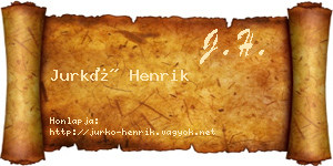 Jurkó Henrik névjegykártya